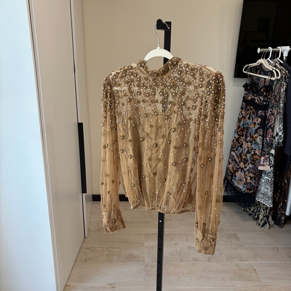 FARM Rio Embroidered Tulle Lined Blouse / Shirt - Picture 10 of 13